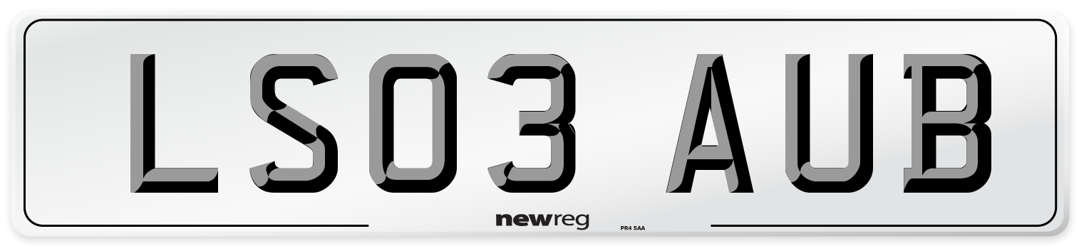 LS03 AUB Number Plate from New Reg